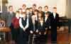 2000. Класс преподавателя А. Ф. Курнавина на концерте в музее-квартире Римского-Корсакова. Задний ряд: Д. Н. Кириллов, И. А. Демуцкий, Д. И. Овчинников, С. В. Мостовой, А. А. Калайда.Средний ряд: П. А. Теплов, М. А. Морозов, К. Ю. Михайлов, В. В. Смирнов, П. В. Петров, П. В. Смирнов, З. А. Шикунов.Передний ряд: А. Г. Шашкин, Д. В. Капусто, А. Ф. Курнавин, Я. В. Смирнов.